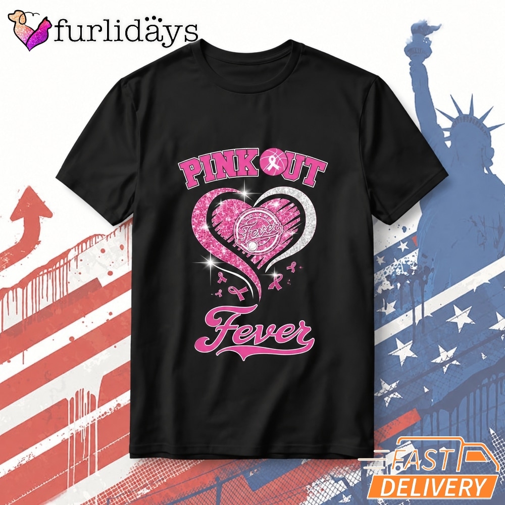 Indiana Fever Pink Out Heart Ribbon Breast Cancer Tribute Tshirt