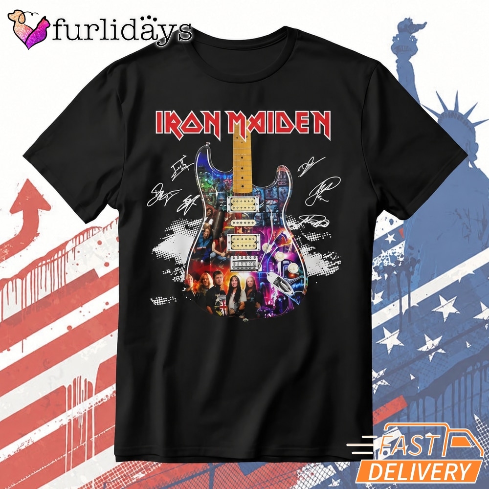 Iron Maiden Graphic T Shirt – Heavy Metal Band Vintage Style Tee DI Chuyen Hinh Anh IN Tren Mat Truoc Sang Mockup AO Mau Lay Ung Background Mau Thiet KE