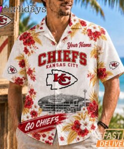 Kansas City Chiefs Floral Stadium Personalized Hawaiian Shirt Football Fan Gift
