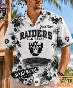 Las Vegas Raiders Floral Stadium Personalized Hawaiian Shirt Football Fan Gift