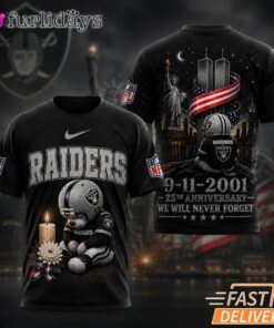 Las Vegas Raiders Never Forget 911 25th Anniversary Memorial T Shirt Thay Background Phu Hop Niche OI Tren San Pham Background Hoi MO Lam Noi Bat San Pham Trong Anh