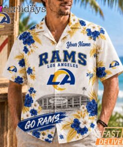 Los Angeles Rams Floral Stadium Personalized Hawaiian Shirt Football Fan Gift