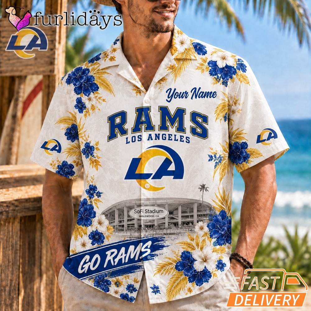 Los Angeles Rams Floral Stadium Personalized Hawaiian Shirt Football Fan Gift