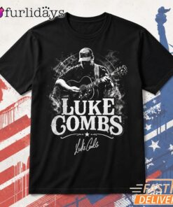 Luke Combs Signature Graphic T Shirt – Black Country Music Fan Tee Thiet KE Lai Hinh Anh Tren Mau Sao Cho Hot Trend Moi EP Hon Roi DI Chuyen Hinh Anh IN Tren Mat Truoc Sang Mockup AO Mau
