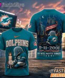 Miami Dolphins Never Forget 911 25th Anniversary Memorial T Shirt Thay Background Phu Hop Niche OI Tren San Pham Background Hoi MO Lam Noi Bat San Pham Trong Anh