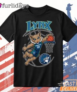 Minnesota Lynx Mascot Basketball Retro Tribute Graphic T Shirt DI Chuyen Hinh Anh IN Tren Mat Truoc Sang Mockup AO Mau Lay Ung Background Mau Thiet KE
