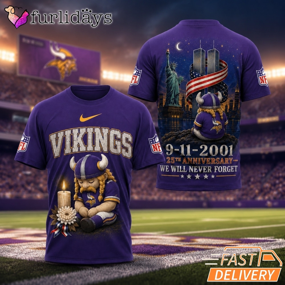 Minnesota Vikings Never Forget 911 25th Anniversary Memorial T Shirt Thay Background Phu Hop Niche OI Tren San Pham Background Hoi MO Lam Noi Bat San Pham Trong Anh