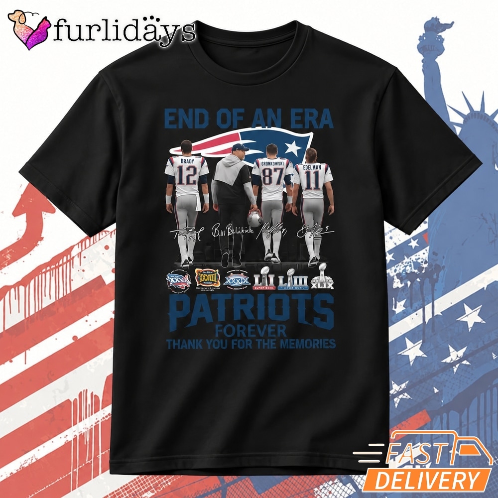 New England Patriots End Of An Era Signature Football T Shirt, Thank You For The Memories