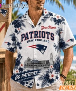New England Patriots Floral Stadium Personalized Hawaiian Shirt Football Fan Gift