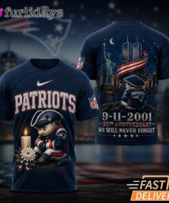New England Patriots Never Forget 911 25th Anniversary Memorial T Shirt Thay Background Phu Hop Niche OI Tren San Pham Background Hoi MO Lam Noi Bat San Pham Trong Anh