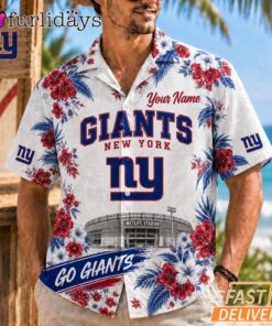 New York Giants Floral Stadium Personalized Hawaiian Shirt Football Fan Gift