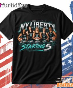New York Liberty Starting 5 T Shirt – Black WNBA Basketball Tee Thiet KE Lai Hinh Anh Tren Mau Sao Cho Hot Trend Moi EP Hon Roi DI Chuyen Hinh Anh IN Tren Mat Truoc Sang Mockup AO Mau