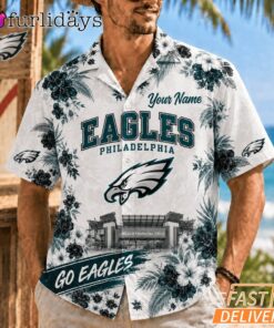 Philadelphia Eagles Floral Stadium Personalized Hawaiian Shirt Football Fan Gift