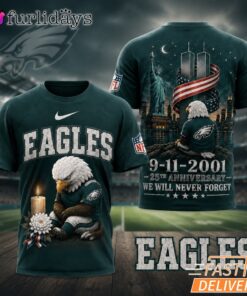 Philadelphia Eagles Never Forget 911 25th Anniversary Memorial T Shirt Thay Background Phu Hop Niche OI Tren San Pham Background Hoi MO Lam Noi Bat San Pham Trong Anh