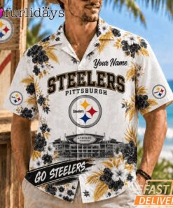Pittsburgh Steelers Floral Stadium Personalized Hawaiian Shirt Football Fan Gift