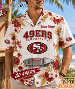 San Francisco 49ers Floral Stadium Personalized Hawaiian Shirt Football Fan Gift