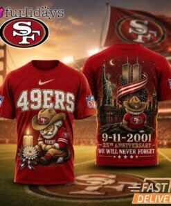 San Francisco 49ers Never Forget 911 25th Anniversary Memorial T Shirt Thay Background Phu Hop Niche OI Tren San Pham Background Hoi MO Lam Noi Bat San Pham Trong Anh