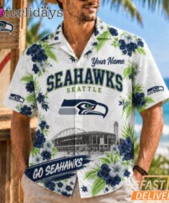 Seattle Seahawks Floral Stadium Personalized Hawaiian Shirt Football Fan Gift