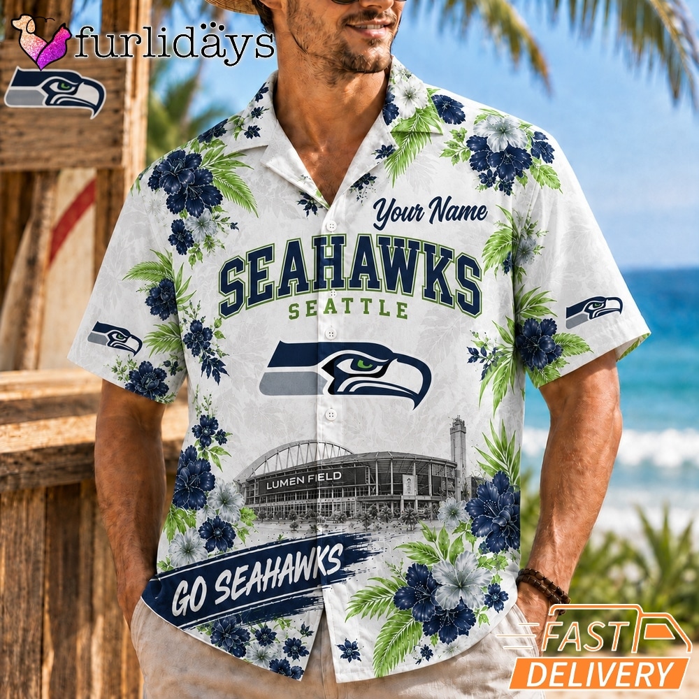 Seattle Seahawks Floral Stadium Personalized Hawaiian Shirt Football Fan Gift