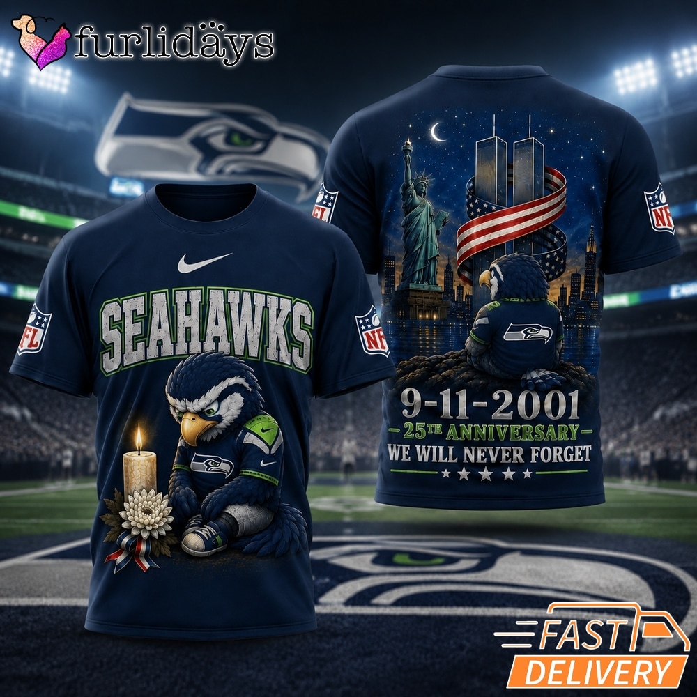 Seattle Seahawks Never Forget 911 25th Anniversary Memorial T Shirt Thay Background Phu Hop Niche OI Tren San Pham Background Hoi MO Lam Noi Bat San Pham Trong Anh