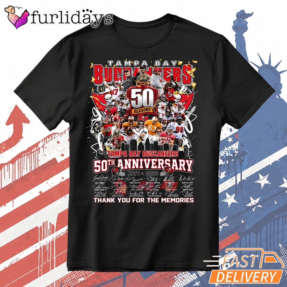 Tampa Bay Buccaneers T-Shirt, 50Th Anniversary Football Memories Tee
