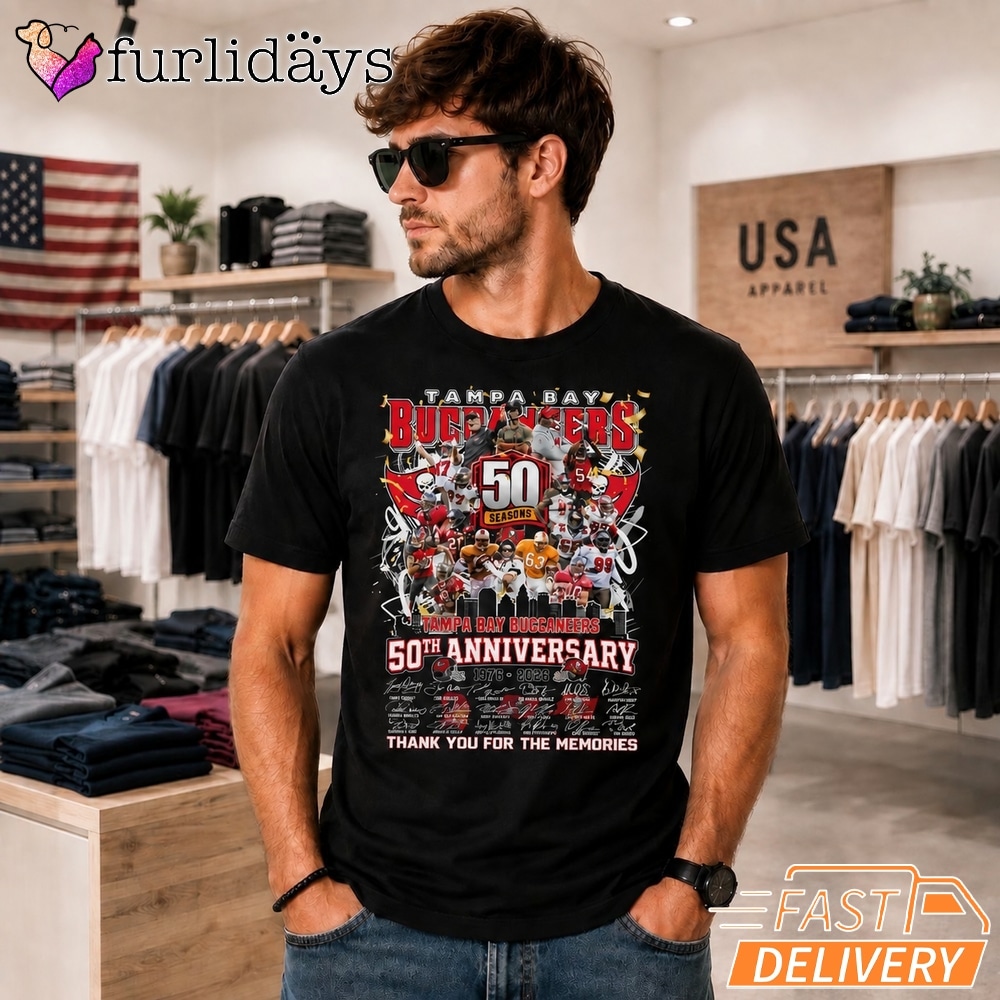 Tampa Bay Buccaneers T-Shirt, 50Th Anniversary Football Memories Tee Men