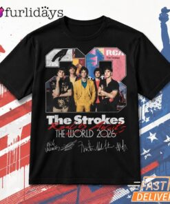 The Strokes Signature Graphic T Shirt – Black Rock Music Fan Tee Thiet KE Lai Hinh Anh Tren Mau Sao Cho Hot Trend Moi EP Hon Roi DI Chuyen Hinh Anh IN Tren Mat Truoc Sang Mockup AO Mau