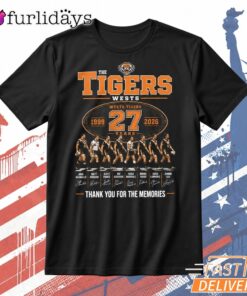 Wests Tigers 27th Anniversary T Shirt – Thank You for the Memories Rugby Tee DI Chuyen Hinh Anh IN Tren Mat Truoc Sang Mockup AO Mau Lay Ung Background Mau Thiet KE